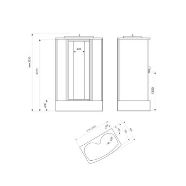 LIVENO Душевой гидробокс с крышей KH-ATENA-45-12085-G